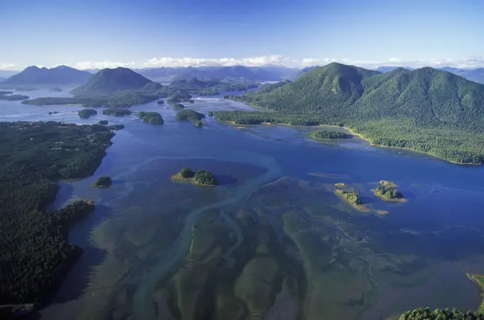 Aerial of Clayoquot Sound UNESCO Biosphere Reserve, British Columbia, Canada