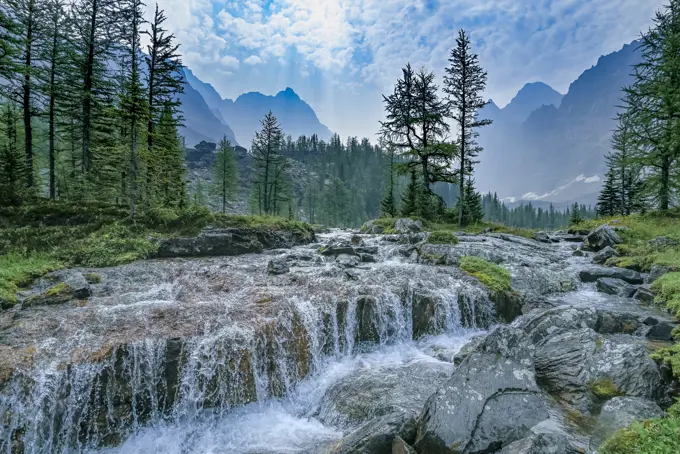 Waterfall, Opabin Plateau, Yoho National Park, British Columbia, Canada