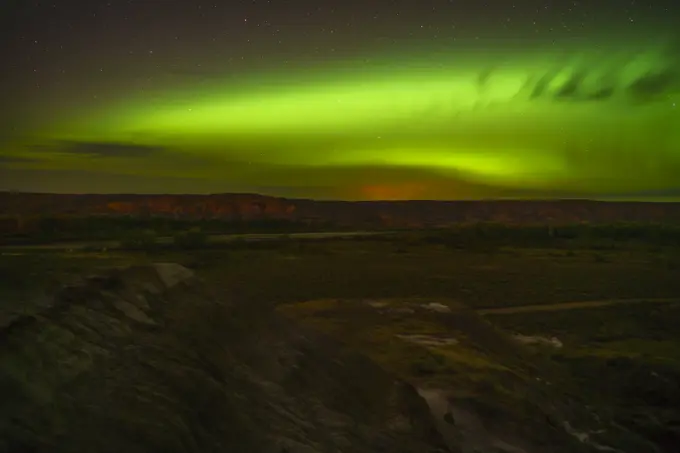 Northern Lights in the Badlands, Dinosaur Provincial Park, Alberta, Canada