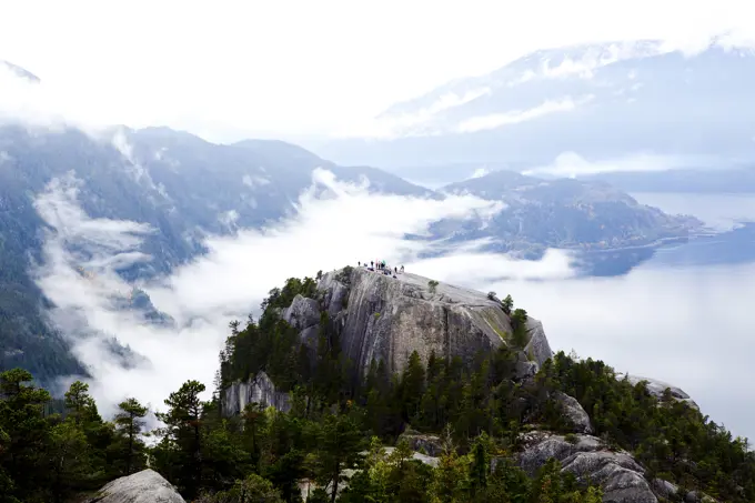 Ceremony on the summit of a mountain near Squamish, British Columbia, Canada