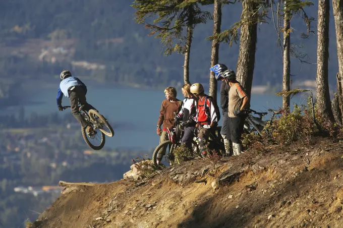 Mountain bikers, Whistler, British Columbia, Canada.