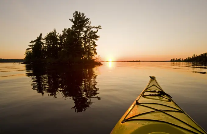 Kayak on Lake of the Woods, Northwestern Ontario, Canada