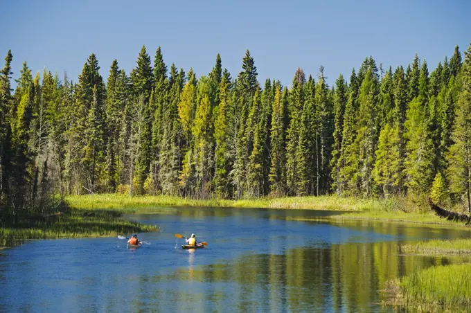 kayaking, Waskesiu River, Prince Albert National Park, Saskatchewan, Canada