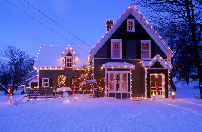 Home decorated for Christmas, Crapaud, Prince Edward Island, Canada