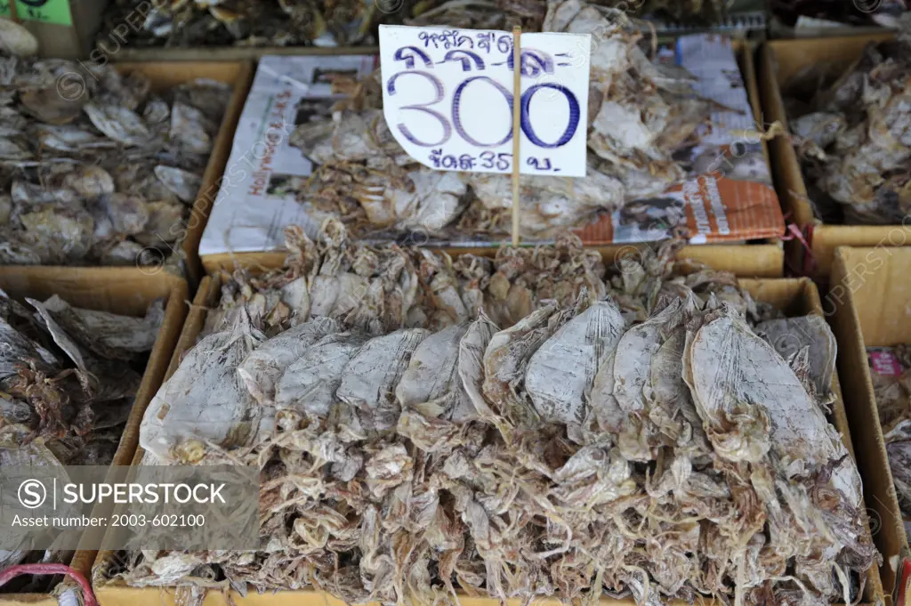 Seafood at a market stall, Bangkok, Thailand