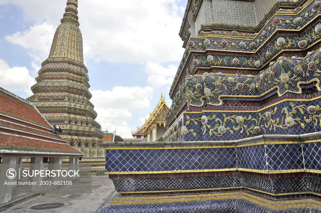 Stupa at a temple, Phra Maha Chedi, Wat Pho, Phra Nakhon District, Bangkok, Thailand