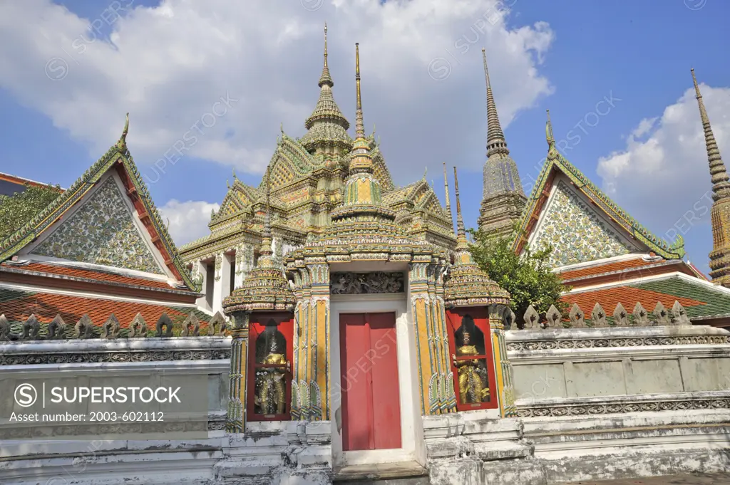 Architectural details of a temple, Wat Pho, Phra Nakhon District, Bangkok, Thailand