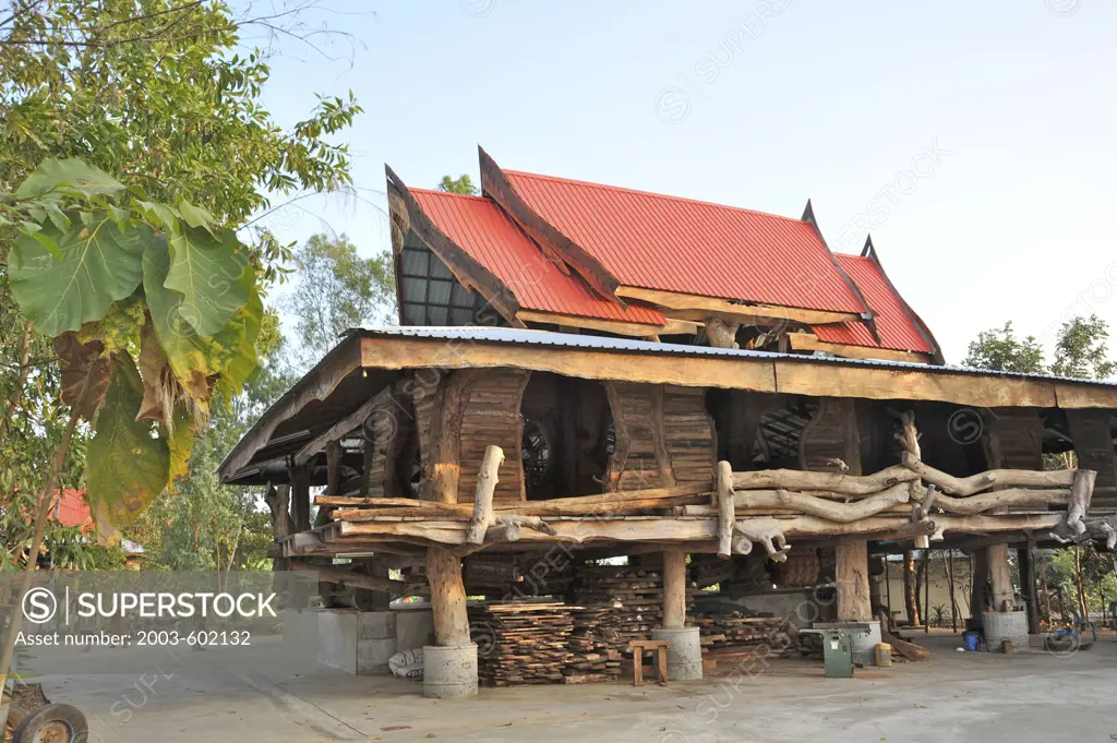 Wooden temple, Wat Srivichai, Nong Bua Lamphu, Thailand