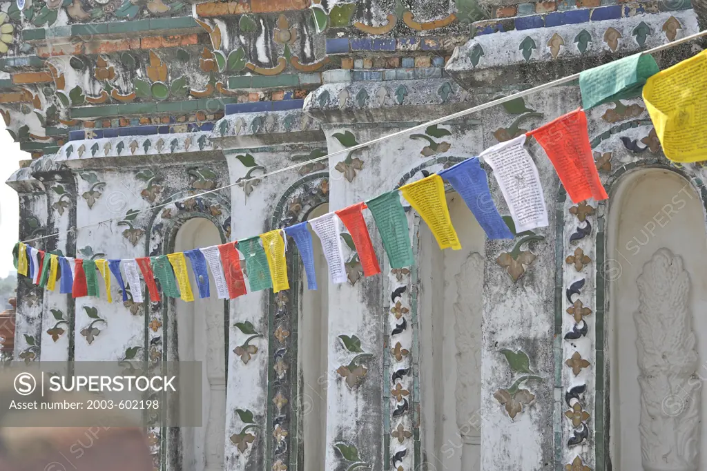 Prayer flags at a temple, Wat Arun, Bangkok, Thailand