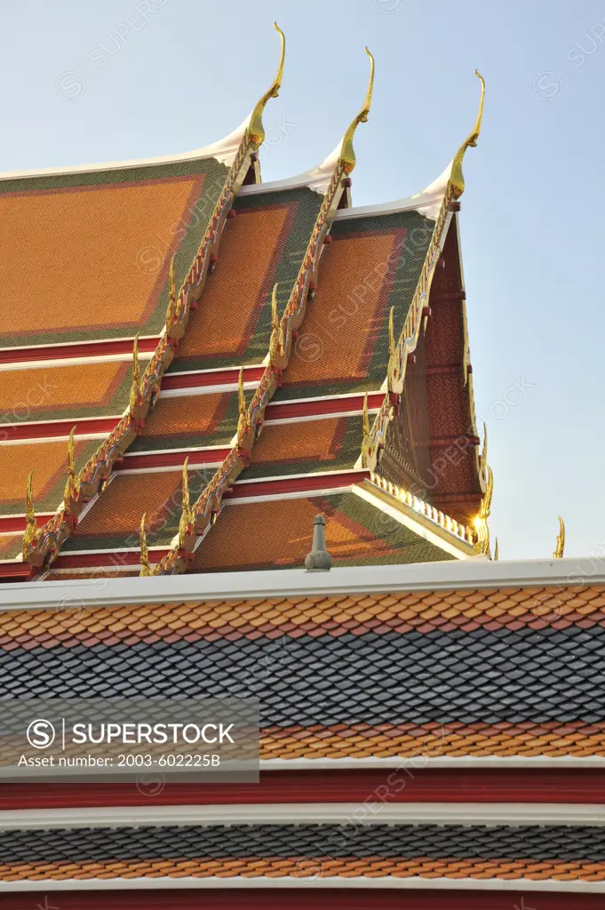 Roof of a temple, Wat Pho, Phra Nakhon District, Bangkok, Thailand