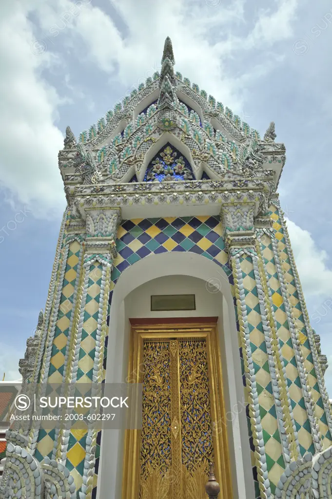Architectural detail of a temple, Wat Phra Kaeo, Grand Palace, Bangkok, Thailand