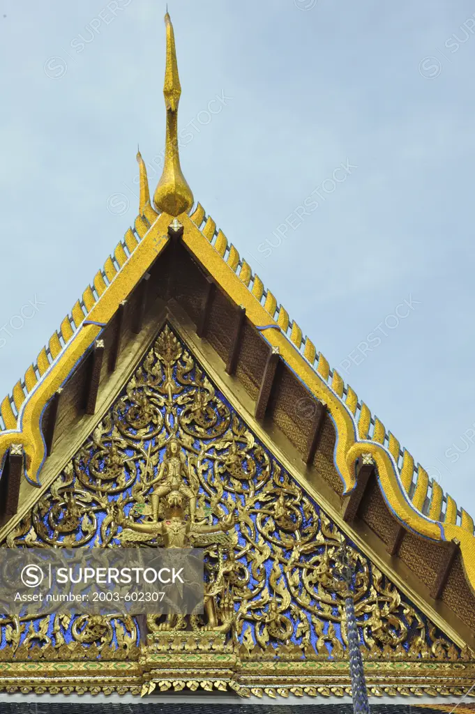 Architectural detail of a temple, Wat Phra Kaeo, Grand Palace, Bangkok, Thailand