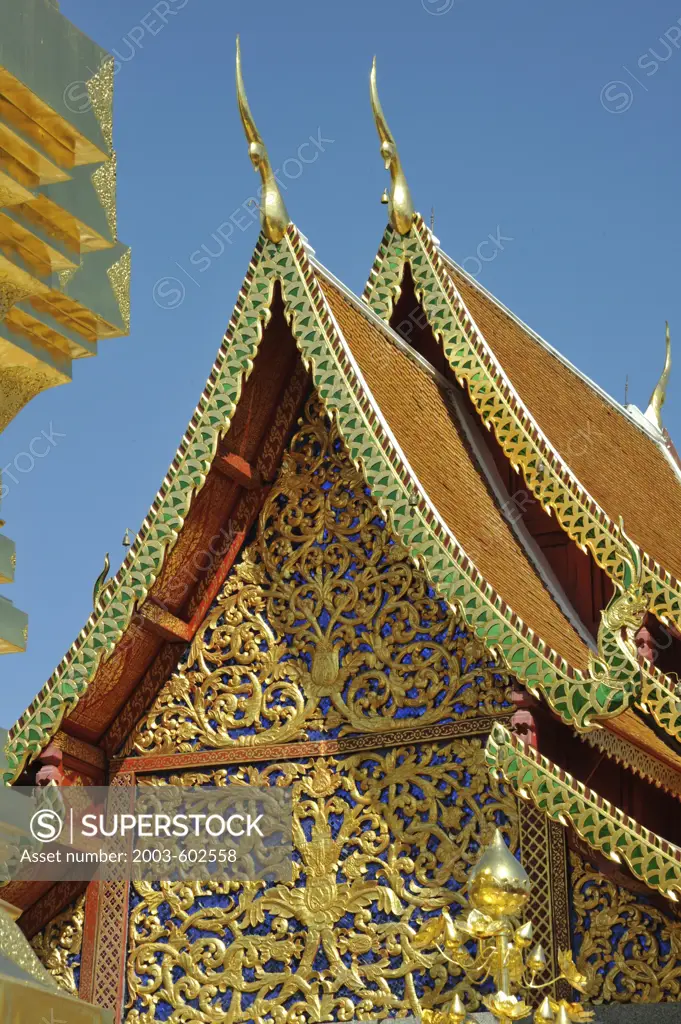 Architectural details of a Buddhist temple, Wat Phrathat Doi Suthep, Chiang Mai, Thailand
