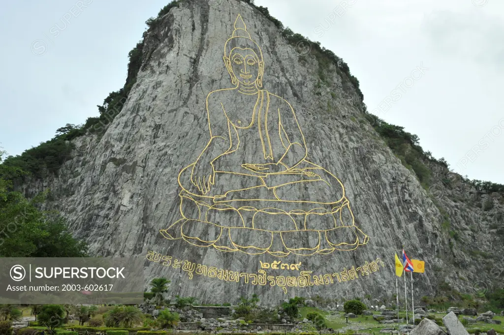 Thailand, Khao Chee-Chan Sculptural image showing Buddha subduing Mara