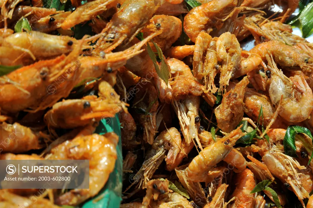 Thailand, Khon kaen, Fried shrimps
