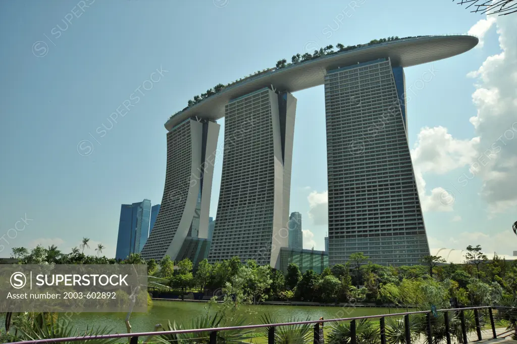 Marina Bay Sands Hotel from Gardens by the Bay park, Singapore