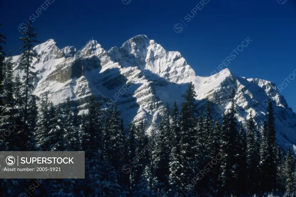 Panoramic view of snowcapped mountains, Mount Patterson, Banff National Park, Alberta, Canada