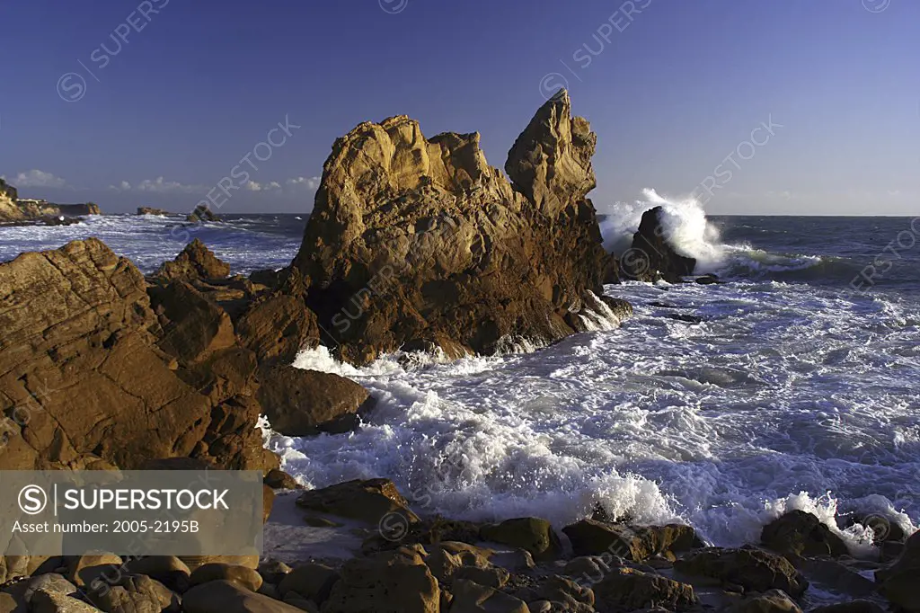 Rock formations in the sea, Corona del Mar State Beach, Corona del Mar, Newport Beach, California, USA