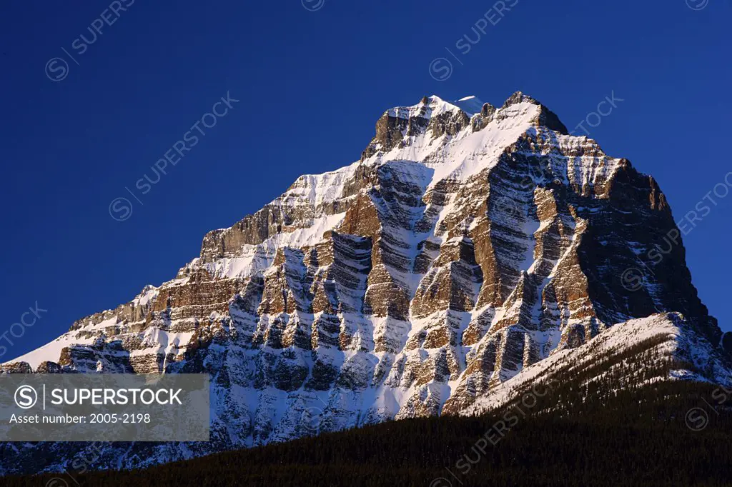 Low angle view of a mountain, Mt Temple, Banff National Park, Alberta, Canada