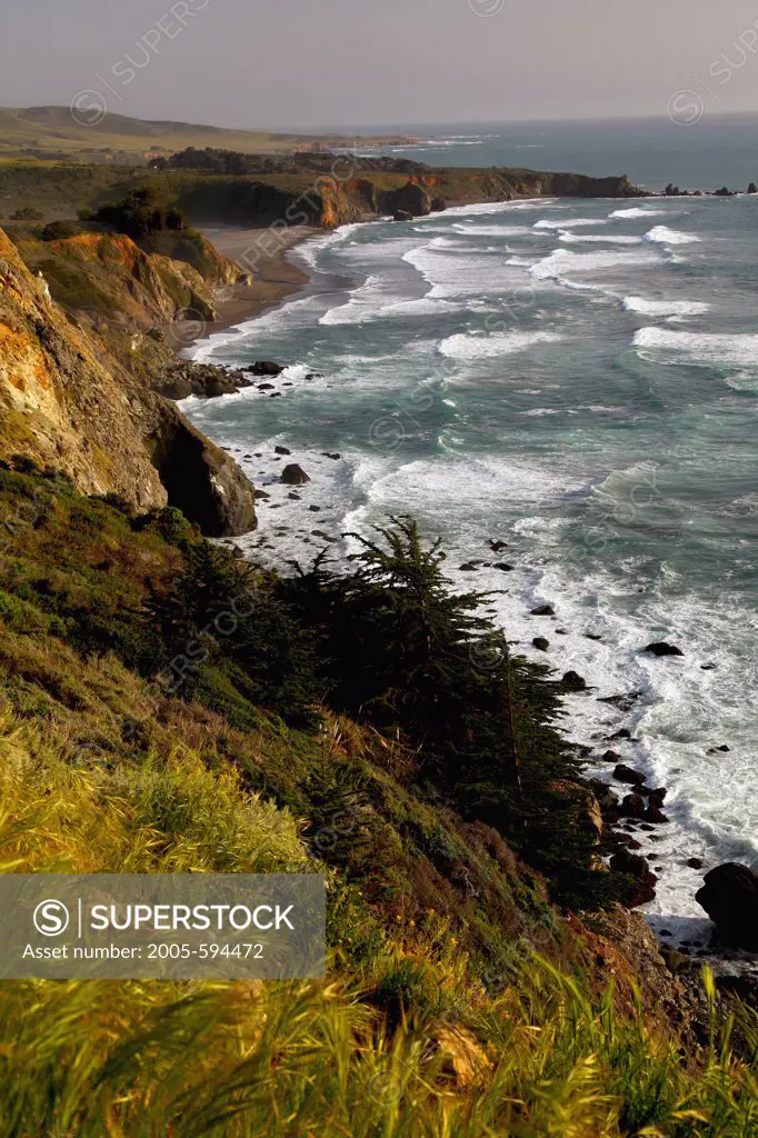 Cliff on the beach, Ragged Point, Big Sur, California, USA