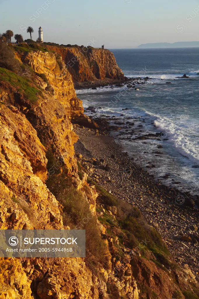 Lighthouse on the cliff, Point Vicente Lighthouse, Palos Verdes, California, USA