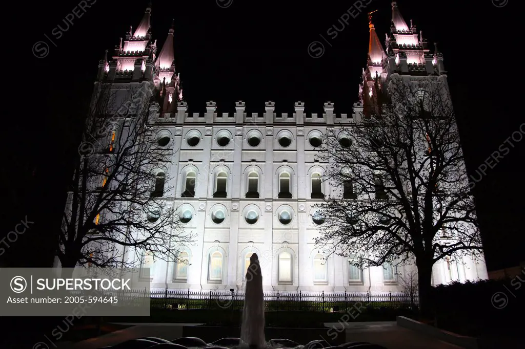 Low angle view of a church, Mormon Temple, Temple Square, Salt Lake City, Utah, USA