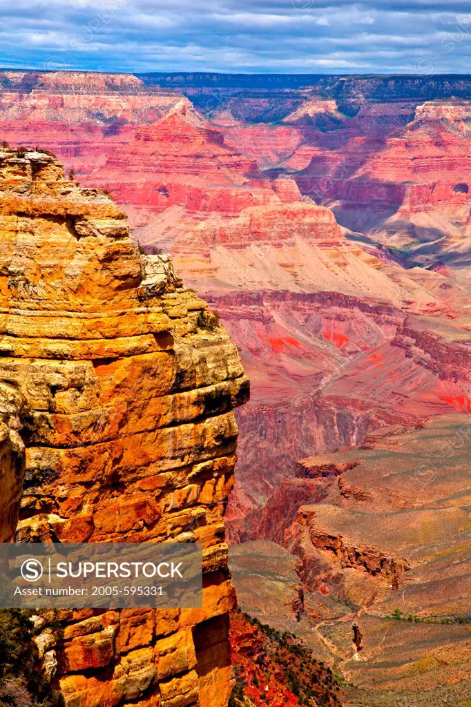 Rock formations in a canyon, Grand Canyon, Pipe Creek Vista, Grand Canyon National Park, Arizona, USA