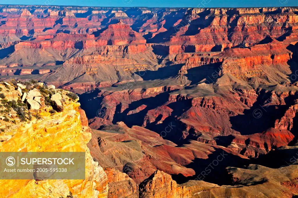 Rock formations in a canyon, Coronado Butte, Grand Canyon, Moran Point, Grand Canyon National Park, Arizona, USA