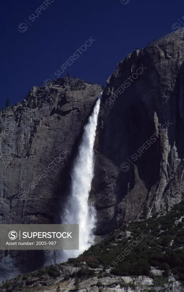 Low angle view of a waterfall, Upper Yosemite Falls, Yosemite Falls, Yosemite National Park, California, USA