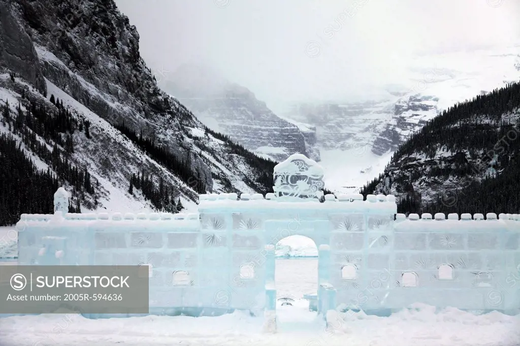 Facade of an ice castle, Lake Louise, Banff National Park, Alberta, Canada