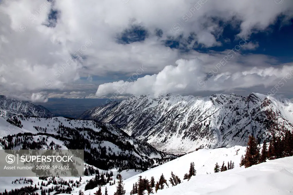 Clouds over mountains, Wasatch Mountains, Uinta-Wasatch-Cache National Forest, Salt Lake City, Utah, USA