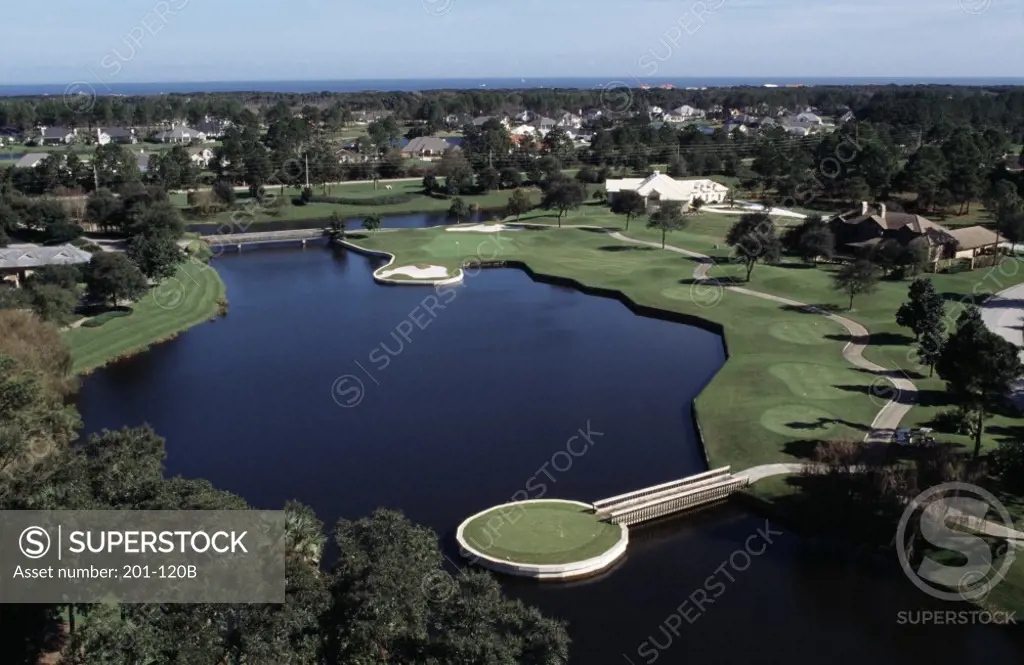 High angle view of a golf course, The Plantation Country Club, Jacksonville, Duval county, Florida, USA