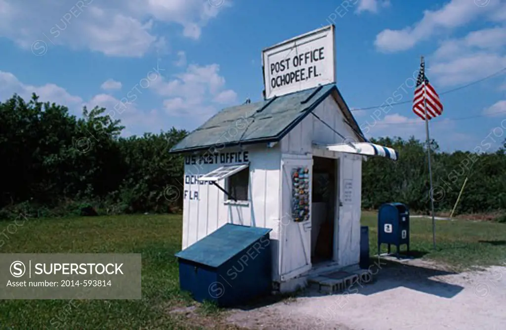 Facade of a post office building, Ochopee, Florida, USA