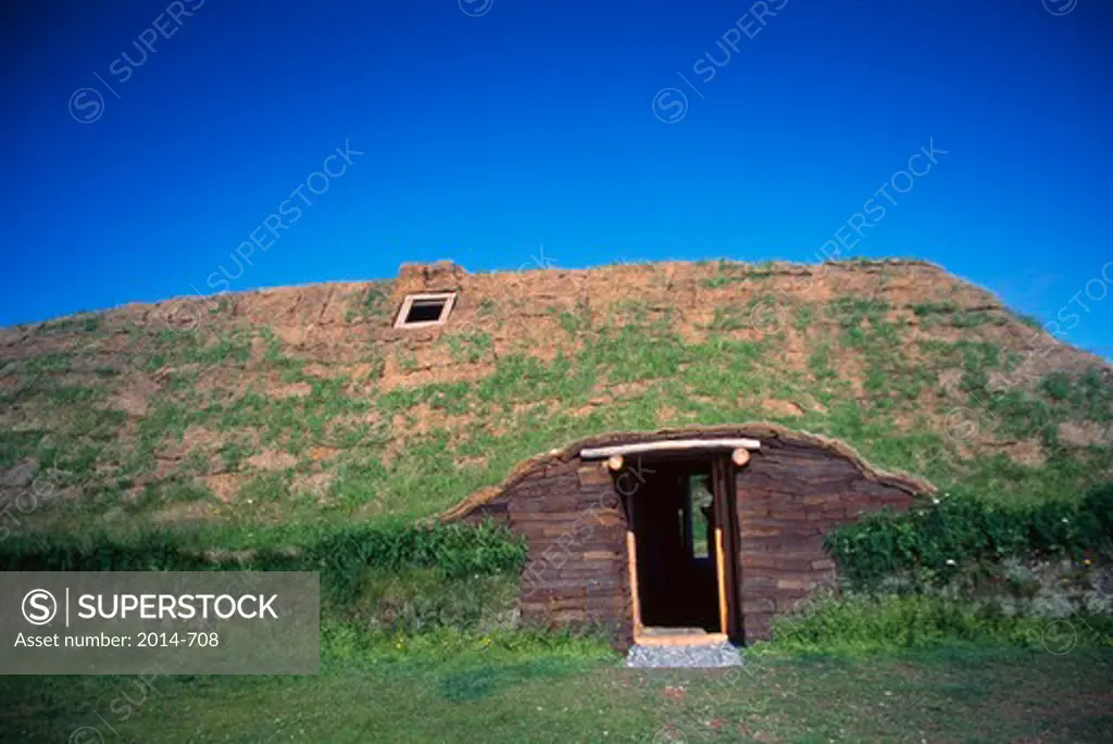 Canada, Newfoundland, Viking Trail, Reconstructed Viking longhouse