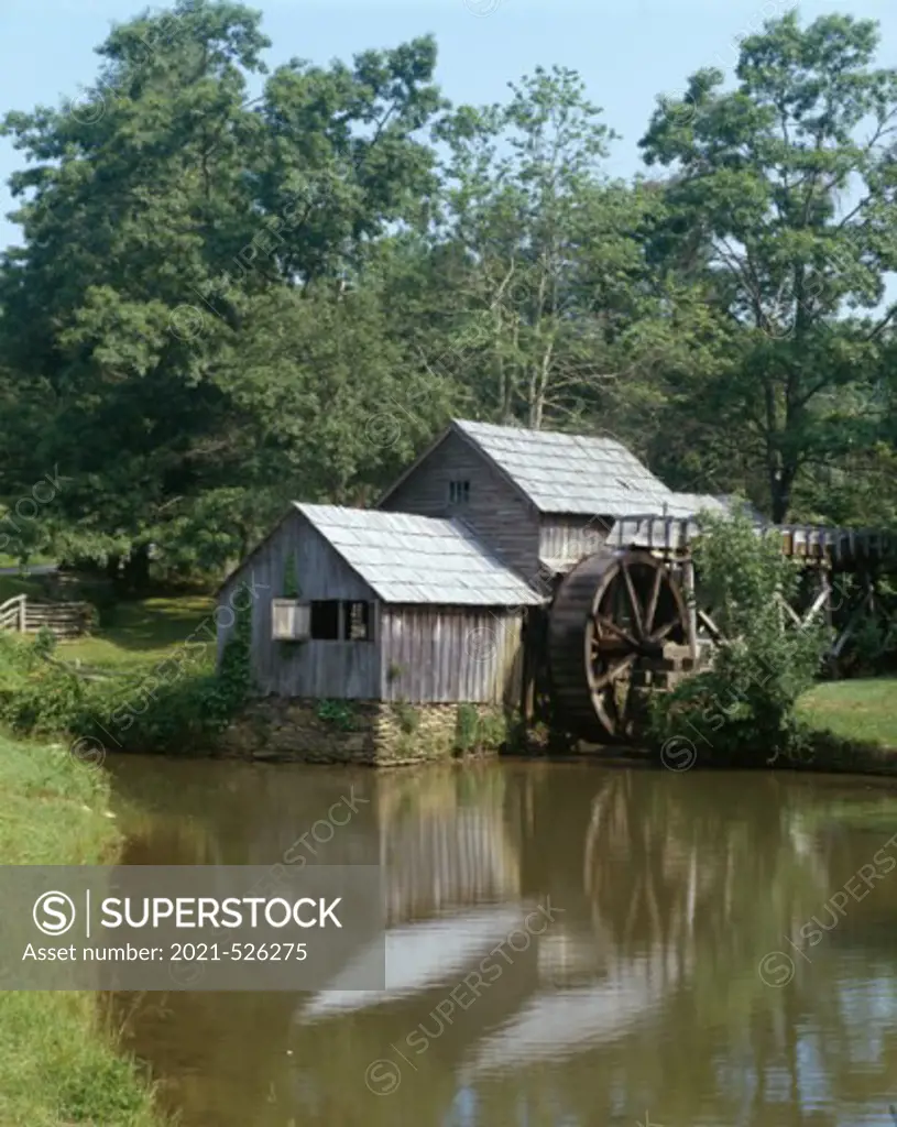 Watermill in a forest, Mabry Mill, Blue Ridge Parkway, Virginia, USA