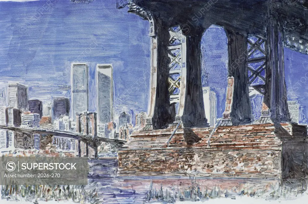 Under Manhattan Bridge, Brooklyn 1992 Anthony Butera (b.20th C.) Monotype