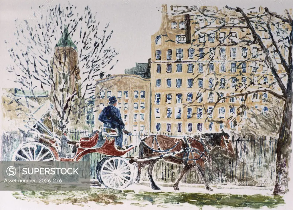 Central Park, Horse and Carriage 1989 Anthony Butera (b.20th C.) Monotype
