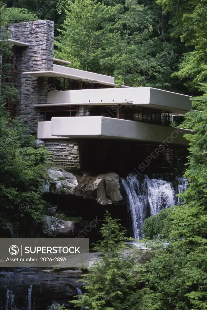Water falling from rocks, Bear Run by Architect Frank Lloyd Wright, Pennsylvania, USA