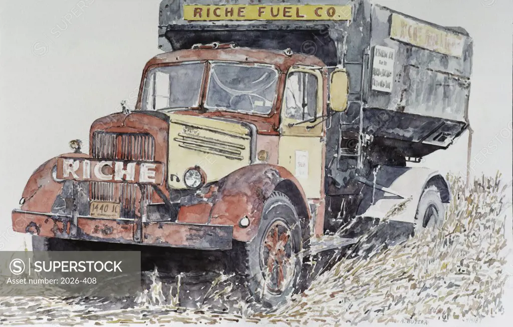 Riche Coal Truck 1987 Anthony Butera (b.20th C.) Watercolor