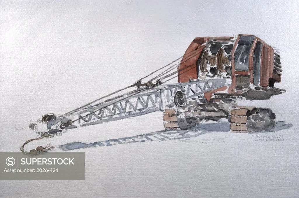 Old Crane, 1989, Anthony Butera, (b.20th C.), Watercolor