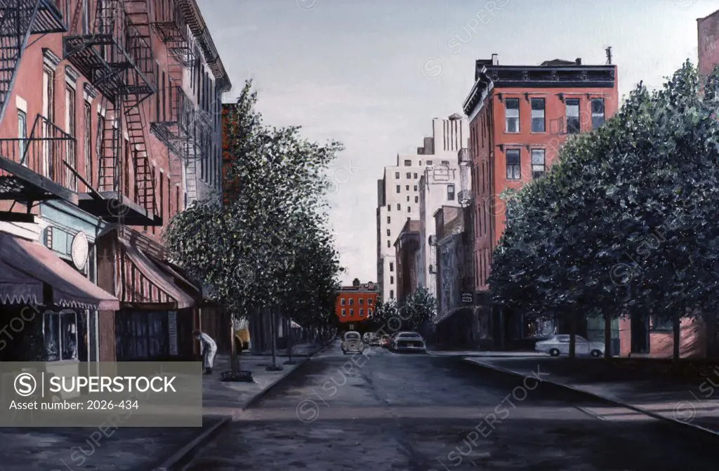 Bleecker St., New York, NY, 1984, Anthony Butera, (b.20th C.), Oil