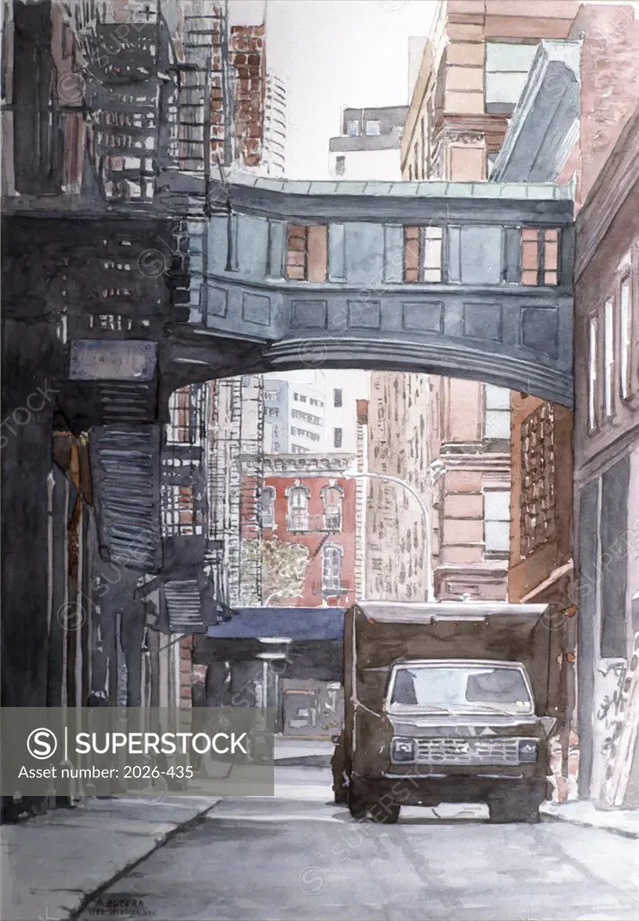 Tribeca, New York, NY, 1992, Anthony Butera, (b.20th C.), Watercolor