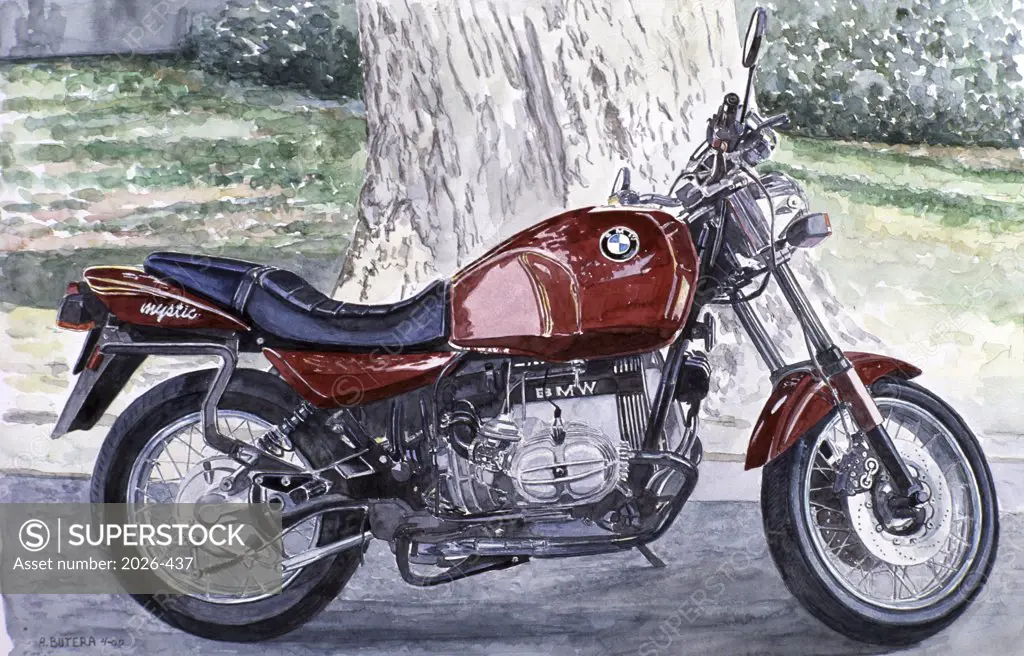 Motorcycle, BMW, 1996, Anthony Butera, (b.20th C.), Watercolor