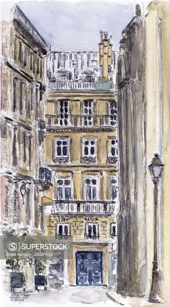 Paris, France, Passage St. Roch, 1996, Anthony Butera, (b.20th C.), Watercolor