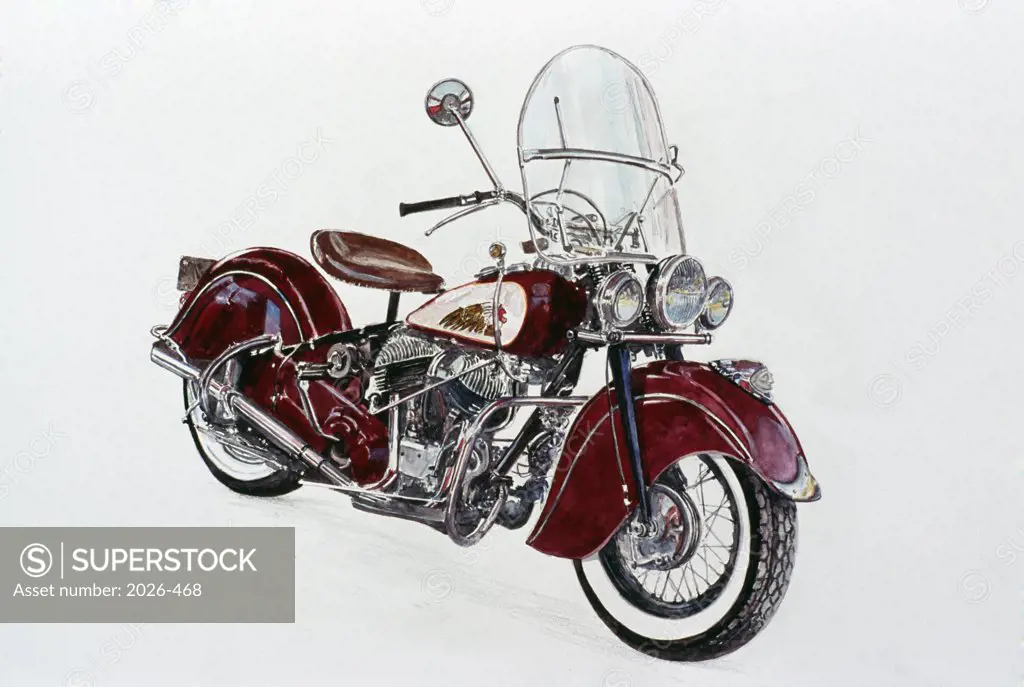 Classic Indian Motorcycles, Anthony Butera, (b.20th C.), Watercolor