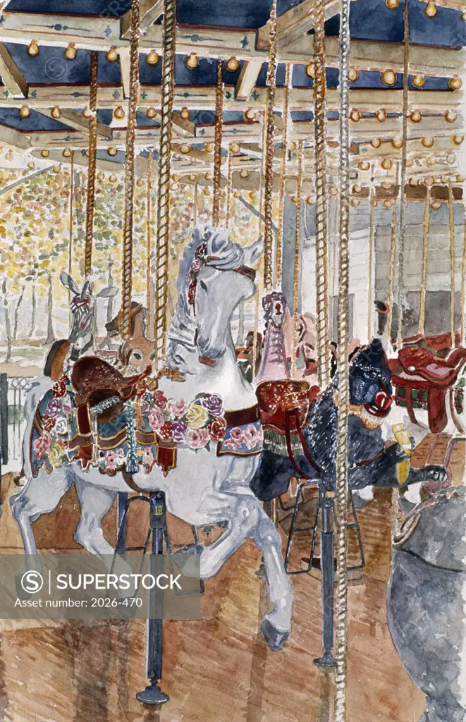 Carousel, Anthony Butera, (b.20th C.), Watercolor