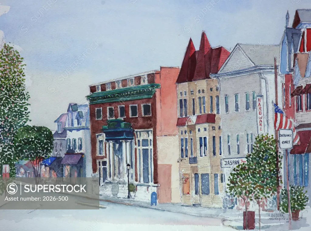 USA, New Jersey, Manasquan, Main Street by Anthony Butera, watercolor, 2007, 21st century