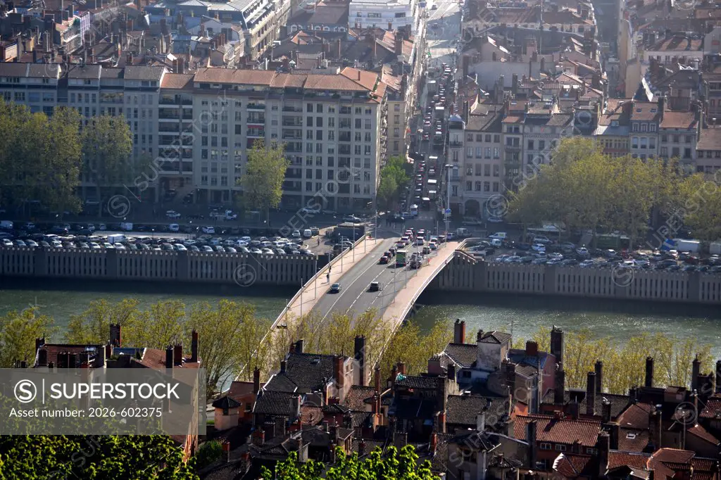 Bridge across a river, Saone River, Lyon, Rhone, Rhone-Alpes, France