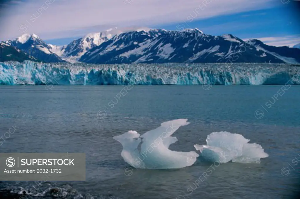 Ice floating on water, Russell Fjord, Alaska, USA