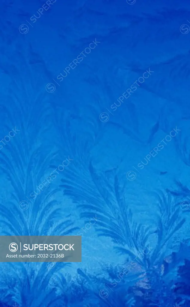 Ice pattern on a blue surface